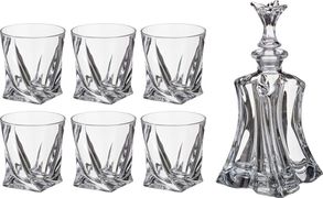 набор для виски флорал 7 пр.: штоф+6 стаканов 400/300 мл. высота=27/9 см.
