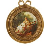 картина дамы с гитарой полотно 26*26 см. багет 36*41 см.