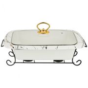 МАРМИТ СО СТЕКЛ. КРЫШКОЙ НА МЕТАЛ. ПОДСТАВКЕ ПРЯМОУГ."FANTASY" 2,0Л 35*24*11СМ, ЧЕРНЫЙ (КОР=4ШТ.) (1