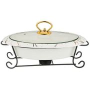 МАРМИТ СО СТЕКЛ.КРЫШКОЙ НА МЕТАЛ.ПОДСТАВКЕ ОВАЛЬНЫЙ "FANTASY" 0,95Л 29*19*10СМ (КОР=6ШТ.) 42-311