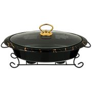 МАРМИТ СО СТЕКЛ.КРЫШКОЙ НА МЕТАЛ.ПОДСТАВКЕ ОВАЛЬНЫЙ "FANTASY" 1,75Л 36*22*11СМ, ЧЕРНЫЙ (КОР=4ШТ.) 42