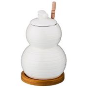 БАНКА ДЛЯ МЕДА С ДЕРЕВЯННОЙ ПАЛОЧКОЙ 350 МЛ ДИАМЕТР=9 СМ ВЫСОТА=13 СМ (КОР=36ШТ.) 587-129