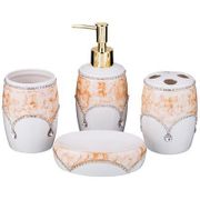 НАБОР ДЛЯ ВАННОЙ КОМНАТЫ 4 ПР: ДОЗАТОР ДЛЯ МЫЛА, МЫЛЬНИЦА, 2 ПОДСТАВКИ (КОР=12НАБОР.) 437-077