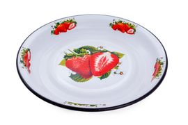 Блюдо эмалированное 4,5л, белоснежное, "Клубника садовая", СТАЛЬЭМАЛЬ - 1с11с/Б