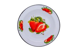 Блюдо 2л, белоснежное, "Клубника садовая", СТАЛЬЭМАЛЬ - 1с6с/БД