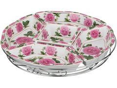 Менажница 5 секций на металлической подставке "Пионы" - 69-002