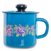 Кружка эмалированная с крышкой 1л васильковая СТАЛЬЭМАЛЬ - С0207.34