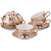 Чайный набор  на 6 персон 12 пр.охота золотая 200 мл. высота=7 см.