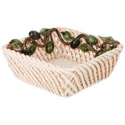 Корзина декоративная квадратная ветка оливы 22х22х10 см.