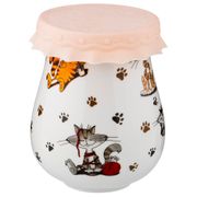 Баночка для меда/варенья с силиконовой крышкой веселые друзья 450 мл. диаметр=9 см. высота=11,5 см