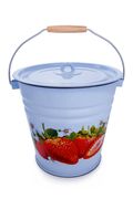 Ведро эмалированное с крышкой 12л, серо-голубое, "Клубника садовая", СТАЛЬЭМАЛЬ - 1с28с