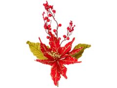 Цветок искусственный "Пуансетия" на клипсе - 241-1836