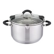 Кастрюля со сливом нержавеющая сталь, стекл. крышка с силикон. держателями, силикон. ручки, 2,9 л 937-156