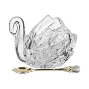 Икорница "ЛЕБЕДЬ КРИСТАЛ" с ложкой 11х7х8,5 см - 195-112