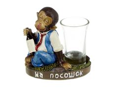 НАБОР "НА ПОСОШОК ОБЕЗЬЯНА": ФИГУРКА+РЮМКА 8*4,5*8 СМ.(КОР=48НАБОР.)68303