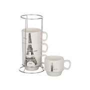 Набор чашек 150 мл из 4 шт, на металлической подставке 10х7 см, высота 6 см - 495-1009