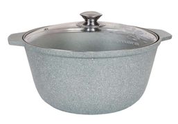 Кастрюля-жаровня 5л со стеклянной крышкой АП (фисташковый мрамор) жмф52а