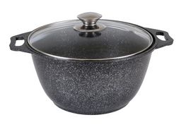 Кастрюля 3л со стеклянной крышкой, АП (темный мрамор) кмт32а