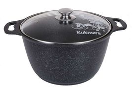 Кастрюля 6л со стекл. крышкой, АП (темный мрамор) кмт62а