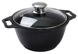 Кастрюля 1л KUKMARA (Кукмара) стеклянная крышка, антипригарное покрытие - к01а