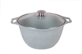 Кастрюля KUKMARA "Традиция" 2л со стеклянной крышкой антипригарное покрытие (фисташковый мрамор) - кмф22а