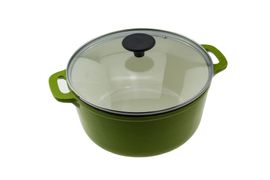 Кастрюля чугунная со стеклянной крышкой 4л DECO 8127B