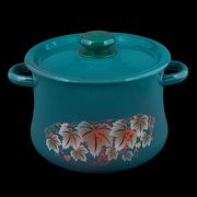 Кастрюля эмалированная грушевидная 4л бирюзовая с пластмассовой кнопкой СТАЛЬЭМАЛЬ - С2512.3Б