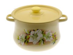 Кастрюля эмалированная грушевидная 8л палевая с пластмассовой кнопкой СТАЛЬЭМАЛЬ - С2520.3П