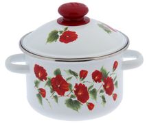 Кастрюля эмалированная цилиндрическая 2л с ободком, белая, "Рамо" СТАЛЬЭМАЛЬ - 3MD161M