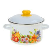 Кастрюля эмалированная сферическая 1,5л, слоновая кость, "Полянка", СТАЛЬЭМАЛЬ - 1RA161M