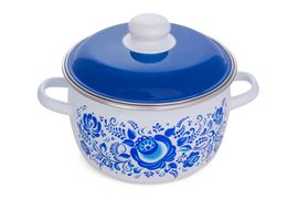 Кастрюля эмалированная сферическая 3л, белоснежная, "Гжель", СТАЛЬЭМАЛЬ - 6RC181M