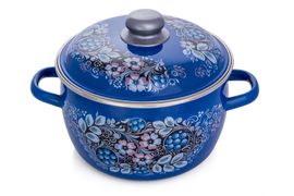 Кастрюля эмалированная сферическая 4л, ярко-синяя, "Вологодский сувенир", СТАЛЬЭМАЛЬ - 8RC201M