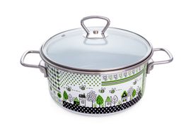 Кастрюля эмалированная цилиндрическая 1,5л "Green life", белоснежная, СТАЛЬЭМАЛЬ - 1SB165S