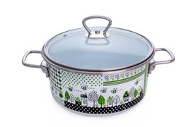 Кастрюля эмалированная цилиндрическая 3л "Green life", белоснежная, СТАЛЬЭМАЛЬ - 1SB205S