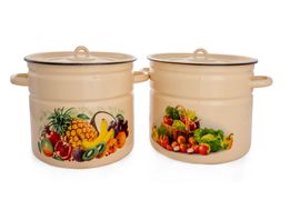 Кастрюля эмалированная цилиндрическая 9л кремовая, "Экзотика" СТАЛЬЭМАЛЬ - 1с200с