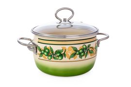 Кастрюля сферическая 4л "Oliva", слоновая кость, с подпылением, СТАЛЬЭМАЛЬ - 7SC205S