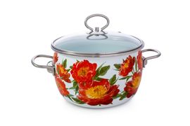 Кастрюля сферическая 4л "Peony", белоснежная, СТАЛЬЭМАЛЬ - 1SC205S