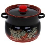 Кастрюля сферическая 5,5л красно-чёрная СТАЛЬЭМАЛЬ - С1917.38