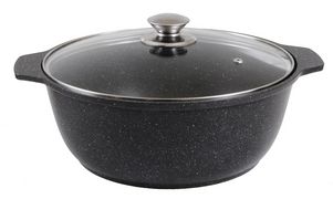 Кастрюля 3 л со стеклянной крышкой, антипригарное покрытие, мрамор KUKMARA - жмт32а