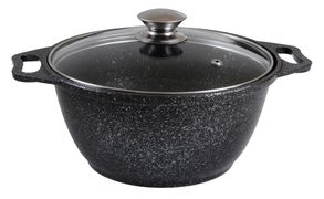 Кастрюля 4л со стеклянной крышкой, АП (темный мрамор) КУКМАРА - кмт42а