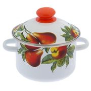 Кастрюля цилиндрическая 2л с ободком, белая, декор "Дары лета", СТАЛЬЭМАЛЬ - 3MD161M