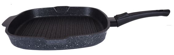 Сковорода-гриль квадратная 280х280мм со съемн. ручкой, АП (темный мрамор) сгкмт281а