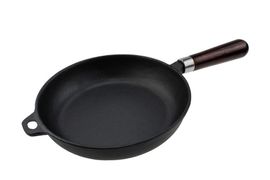 Сковорода чугунная 22см деревянная съемная ручка DECO 9110а