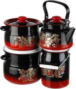 Набор 12 красно-чёрный "Рябинушка" СТАЛЬЭМАЛЬ - N12L05