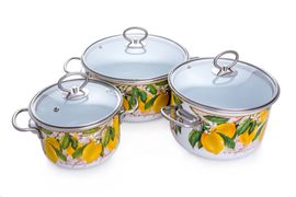 Набор из 3 предметов №03 "Limon", белоснежная, СТАЛЬЭМАЛЬ - 1DB035S