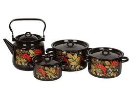 Набор из 4 предметов №20 "Рябина", черный, СТАЛЬЭМАЛЬ - 1KB201M