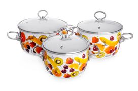 Набор из 3 предметов №03 "Fruits", белоснежный, СТАЛЬЭМАЛЬ - 1DA035S