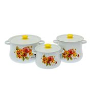 Набор 19 белый "Весна" кастрюли груш 4л 5,5л 8л СТАЛЬЭМАЛЬ - N19B77