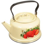 Чайник эмалированный 3,5л палевый, "Клубника садовая" СТАЛЬЭМАЛЬ - С2713*59