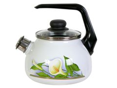 Чайник эмалированный 2л со свистком "Каллы" СТАЛЬЭМАЛЬ - 4с210я